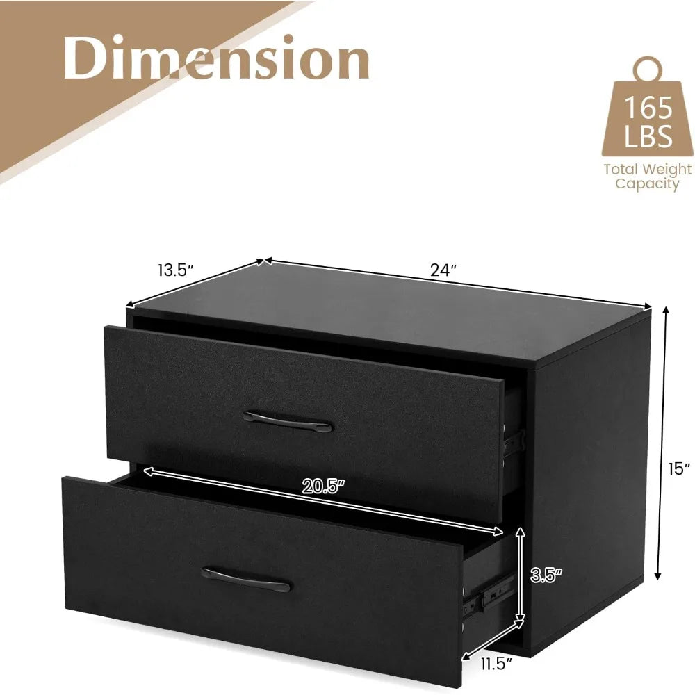 Ljustra 2 Drawer Stackable Dresser Horizontal Storage Cabinet with Metal Handle