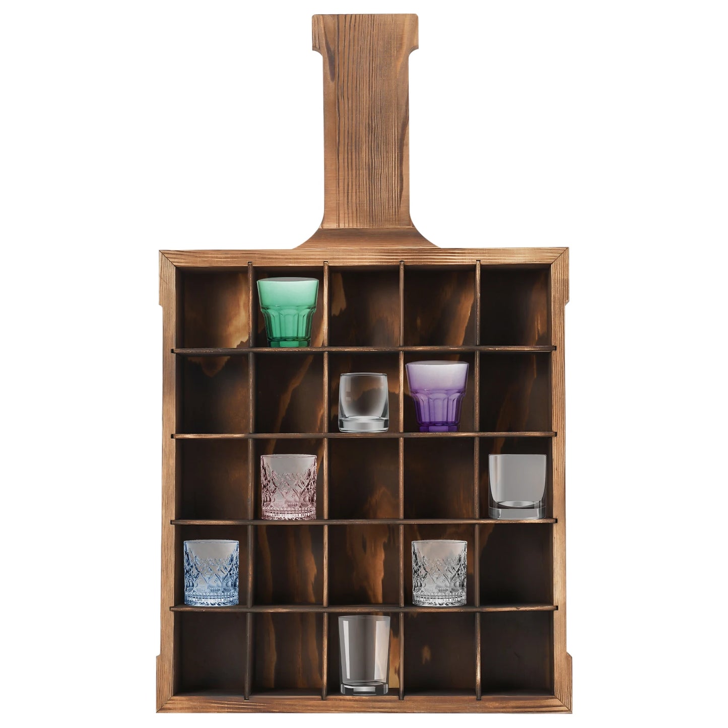 Hanging Wine Rack Glass Display Stand 25 Compartment Storage Shelf