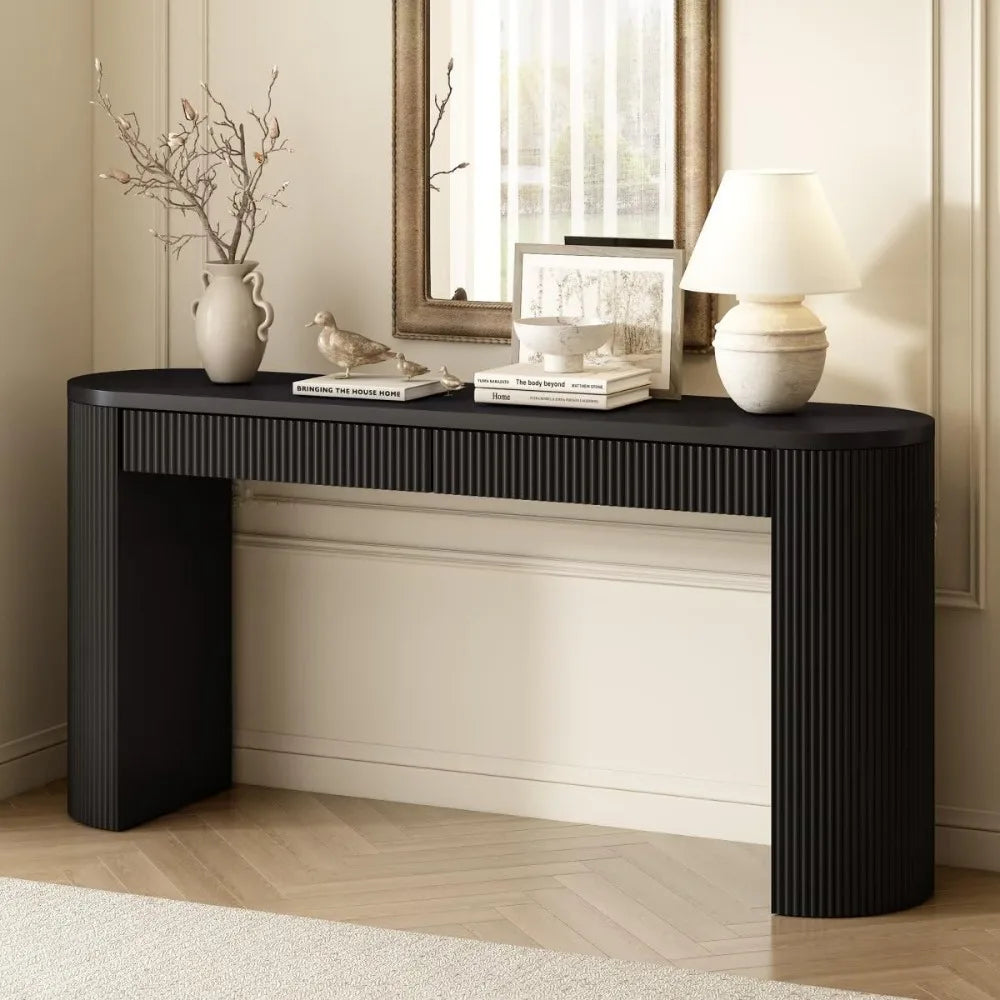 Sophisticated Console Table with Pine Veneer for Entryway Living Room