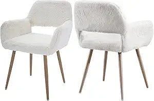 Furry Desk Chair Set of 2 Modern Home Office Armchair Faux Fur