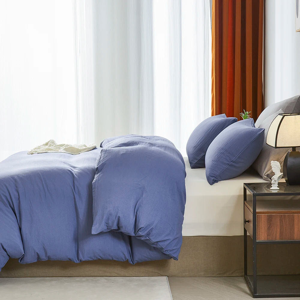 Boho Duvet Cover All Seasons Solid Color Chic Home Bedding Set