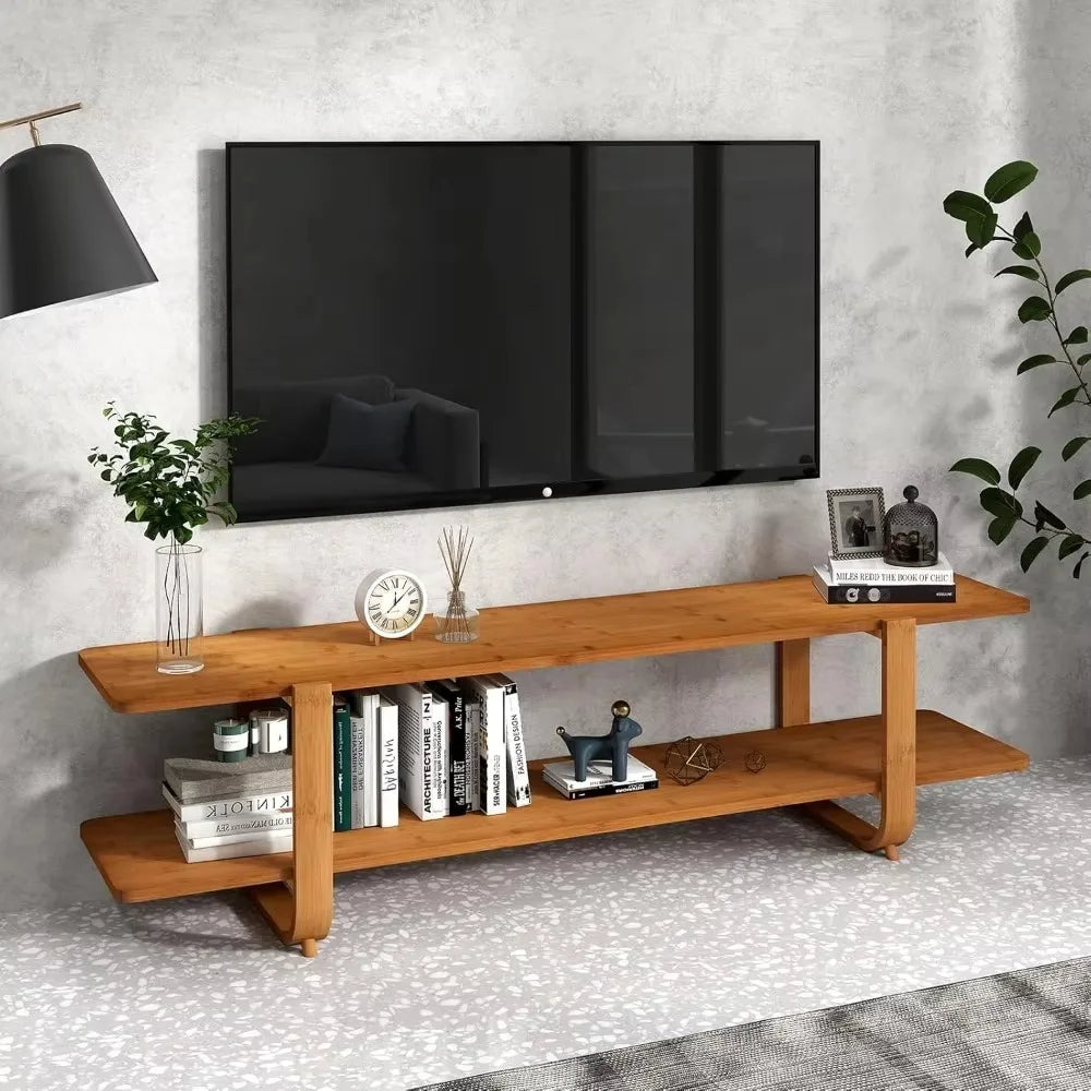 Bamboo TV Stand for 65'' TVs Modern Storage Accent Media Console