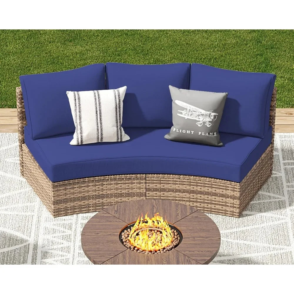 Ljustra Half-Moon Sectional Sofa Set Outdoor Patio Furniture with Cushions