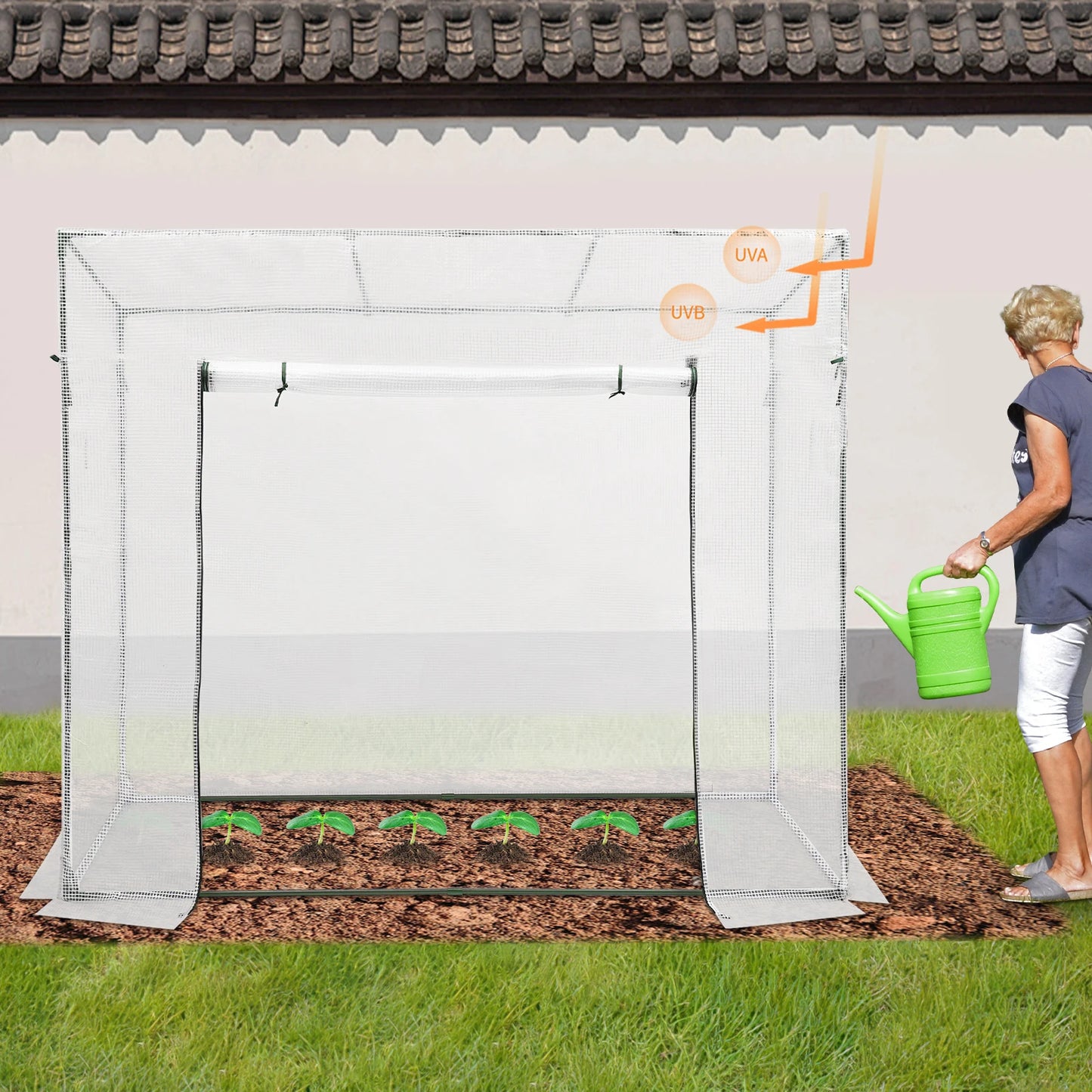 Green House Kit Outdoor Greenhouse Plant Storage PE Cover 200x77x170cm
