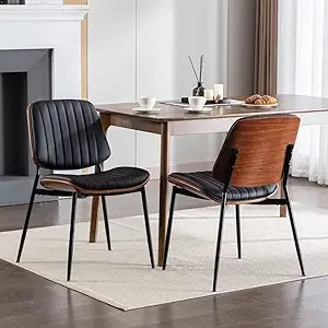 Modern Dining Chairs Set of 2 Upholstered Leisure Chairs Wood Legs