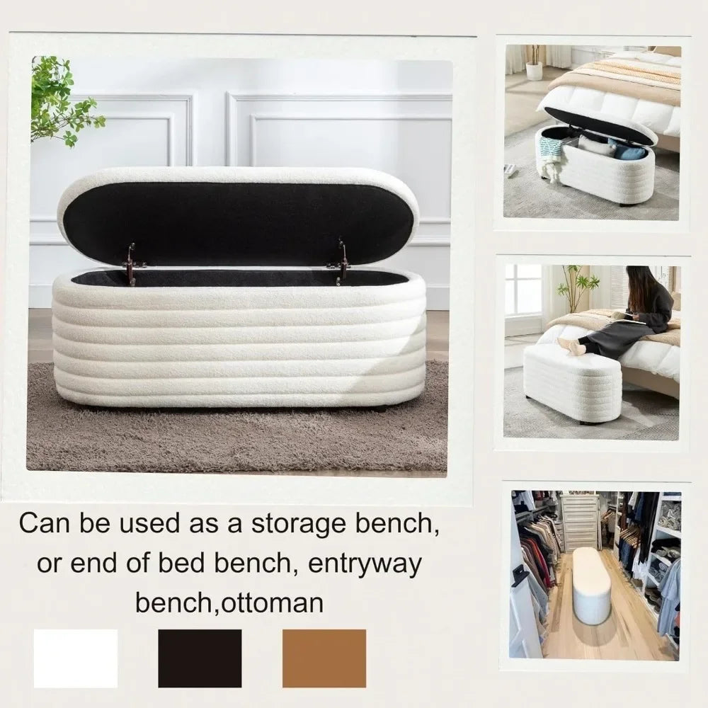Ljustra Storage Teddy Ottoman Bench Upholstered Fabric Storage Seat
