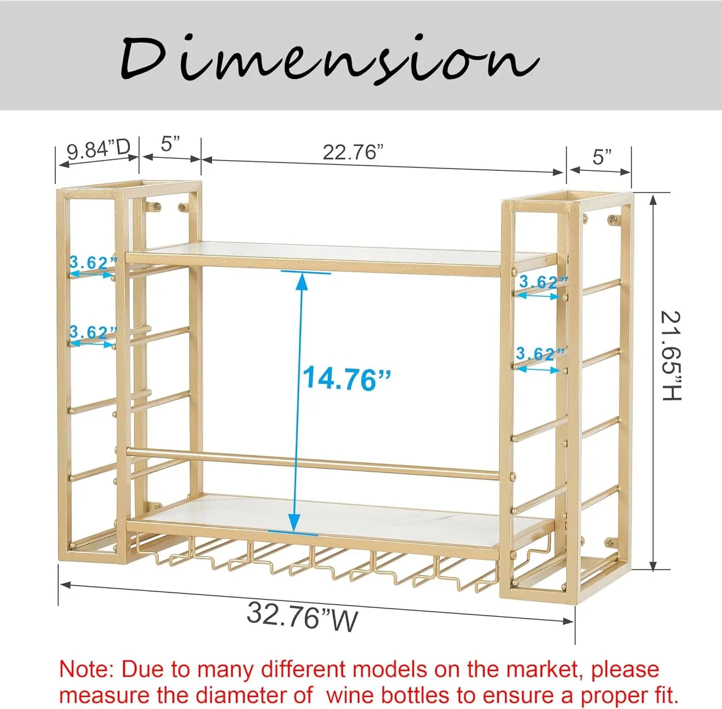 Wine Rack Glass Holder Metal Bottle Storage Home Bar Dining Kitchen