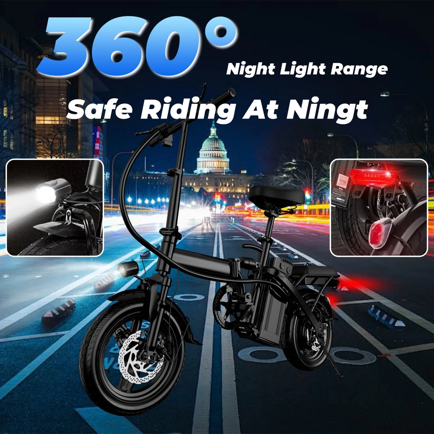 Ljustra 500W Adult Electric Bike 20MPH 48V 12Ah Folding Bike