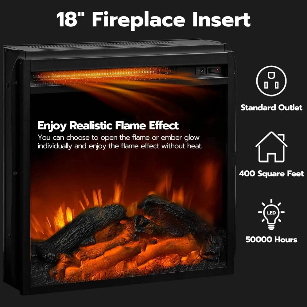 Electric Fireplace TV Stand with Charging Station for 32" to 65" TVs