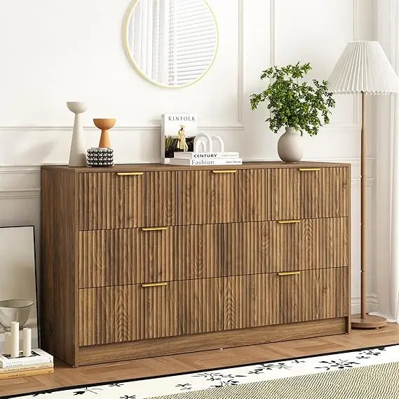 8 Drawer Modern Fluted Dresser Chest of Drawers for Bedroom Storage