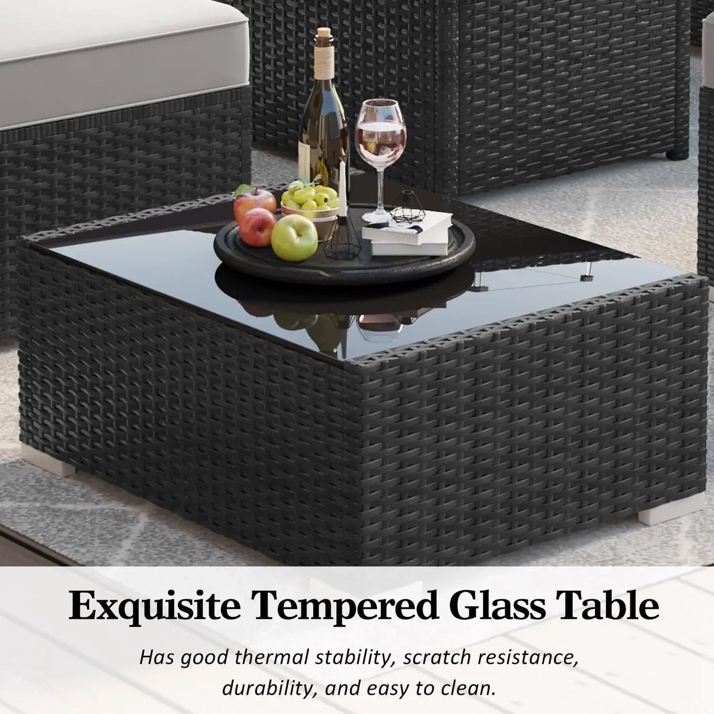 15 Piece Patio Furniture Set with Fire Pit Table Outdoor Sofa Set