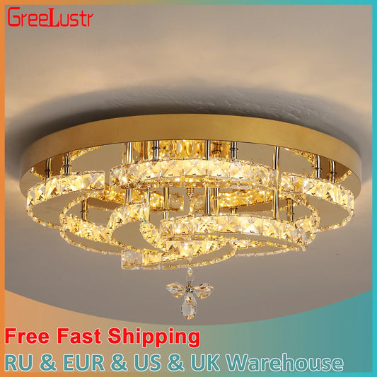 Modern Crystal Drop Chandelier LED Ceiling Light Home Decor