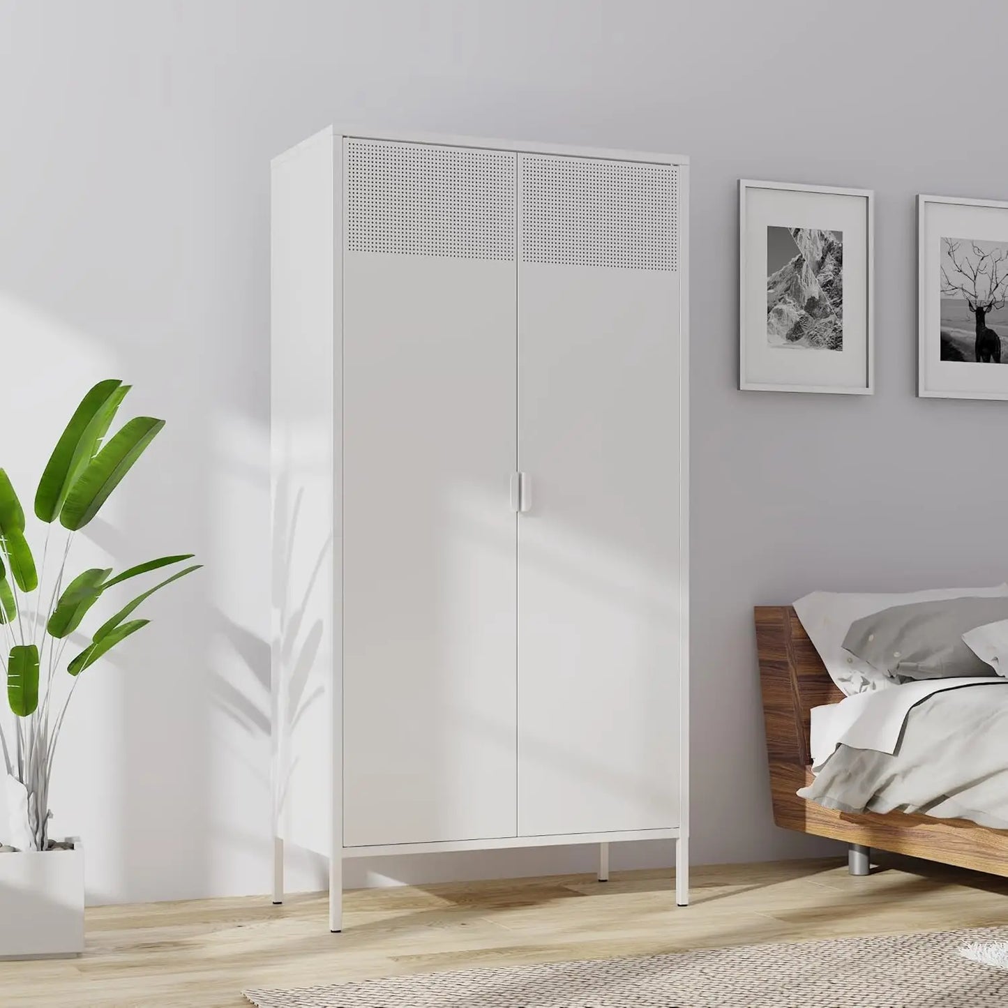 71 Inch Tall Steel Storage Locker Adjustable Shelves Hanging Rod