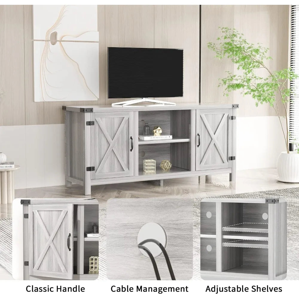 Ljustra 65 Inch TV Stand Farmhouse Entertainment Center Storage Cabinet