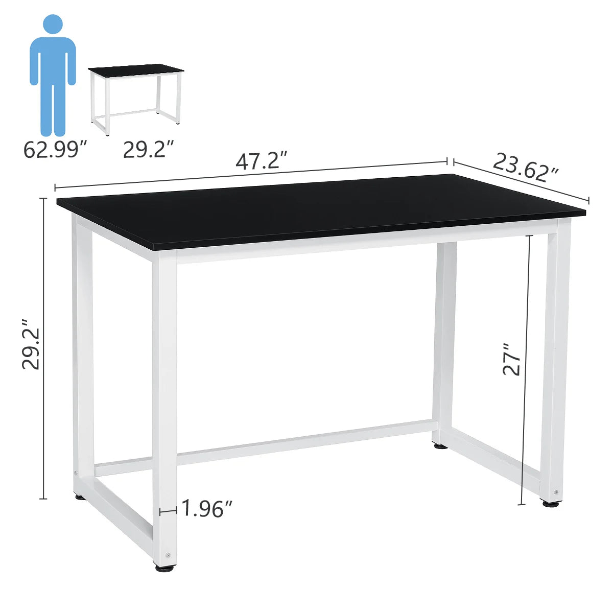 Ljustra 47 Inch Modern Computer Desk Small Office Study Writing Table