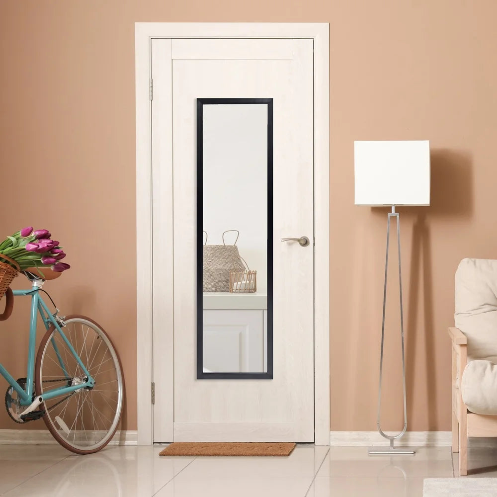 Full-Length Rectangular Black Wall Mirror 13.5 x 49.5 Inch Stylish Decor