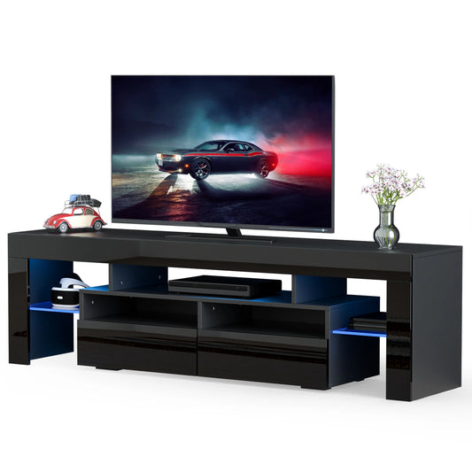 LED TV Stand Modern High Gloss Storage Cabinet with RGB Lighting