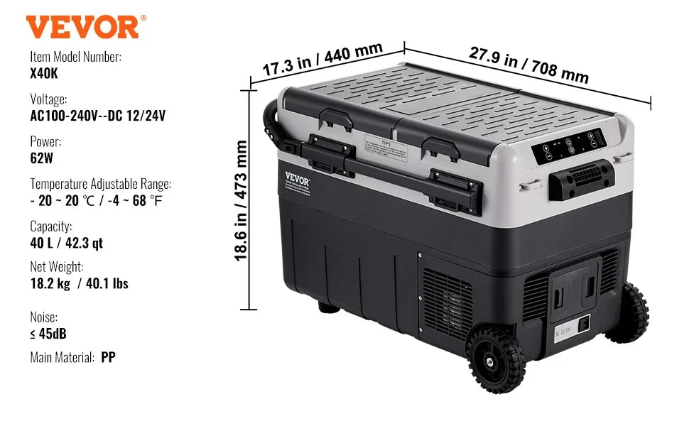 Portable Car Refrigerator Dual Zone Freezer 12V Compressor Cooler