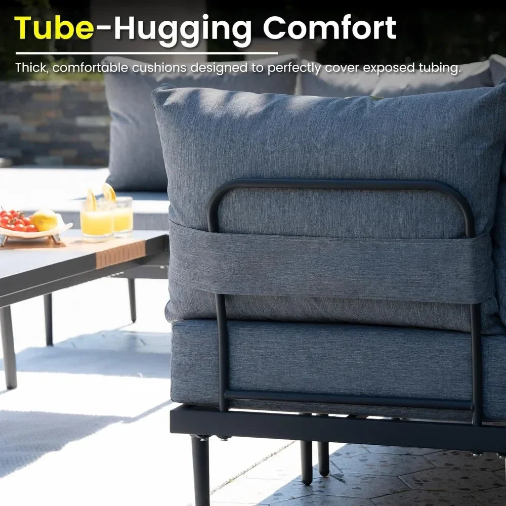 7 Piece Metal Patio Furniture Set Modern Outdoor Sectional Sofa