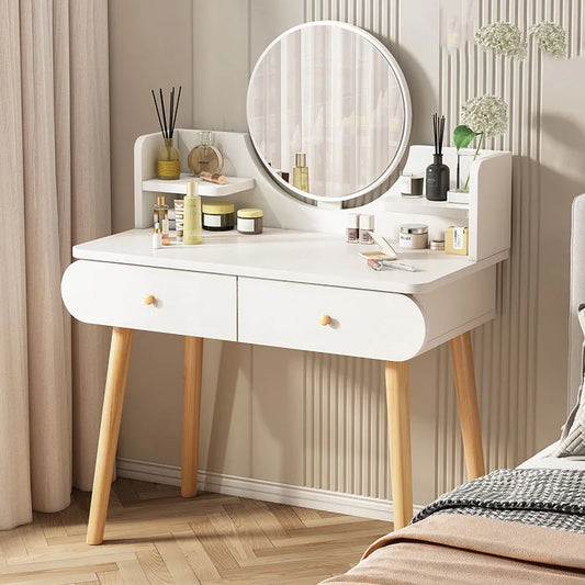 Luxury Vanity Makeup Table with Mirror Compact Organizer for Storage
