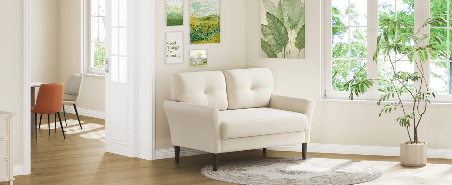 Ljustra 48 Inch Loveseat Sofa Velvet Couch Comfy for Living Room