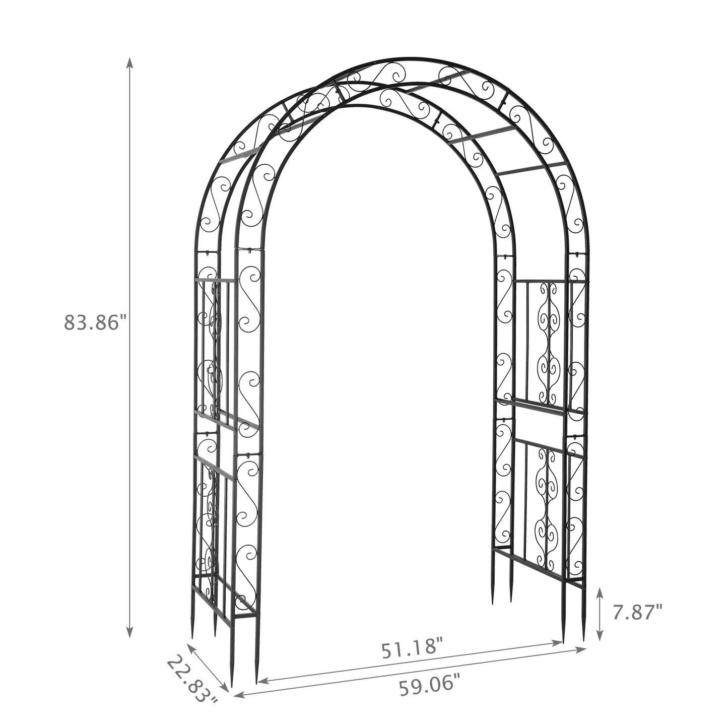 Double Layer Iron Art Arch Garden Trellis Pergola for Climbing Plants