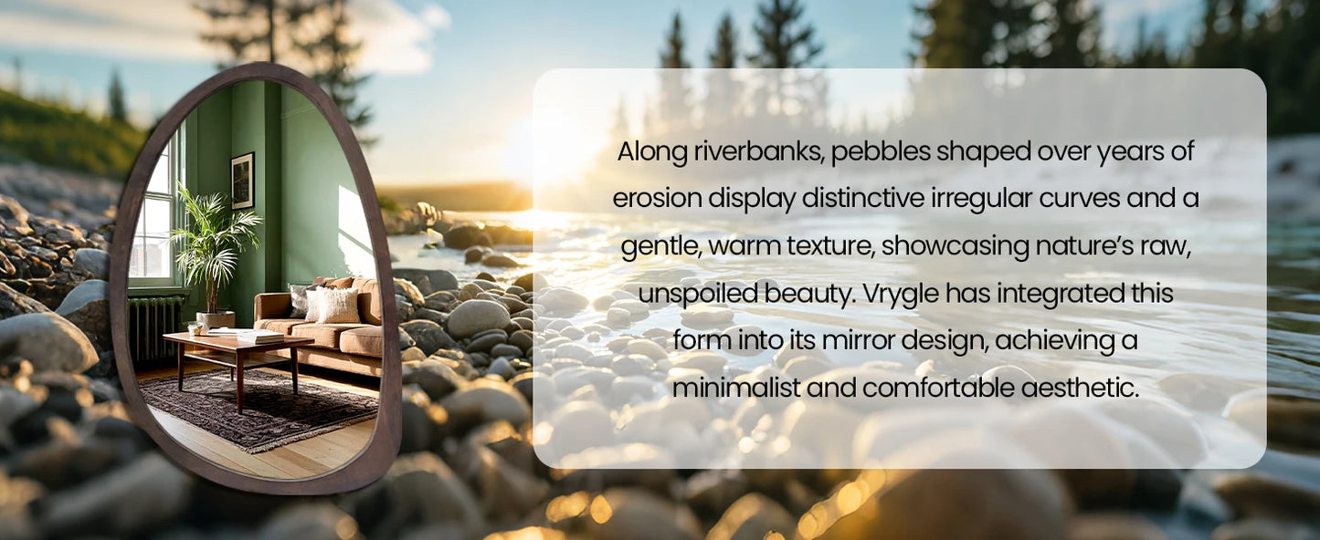 Modern Decorative Wall Mirror Black Walnut Wood Frame Hanging Decor