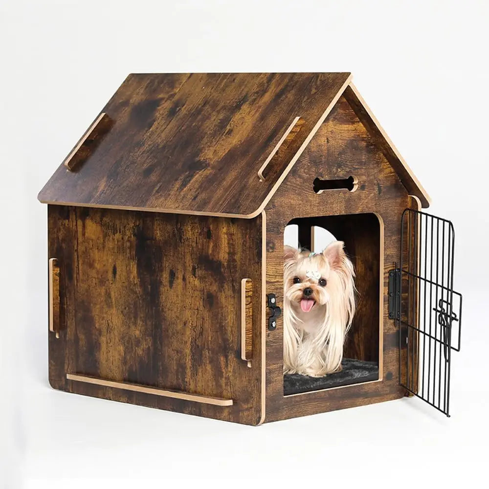 Cozy Wooden Indoor Dog House for Small Dogs and Cats with Air Vents