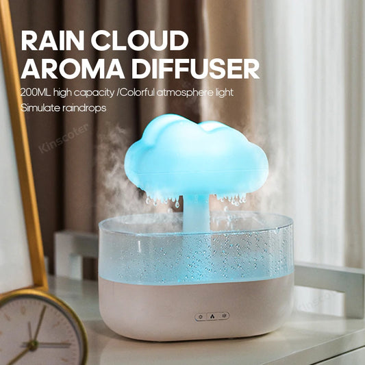 Cloud Air Humidifier Aroma Diffuser Ultrasonic Mist Night Light Rain Sound