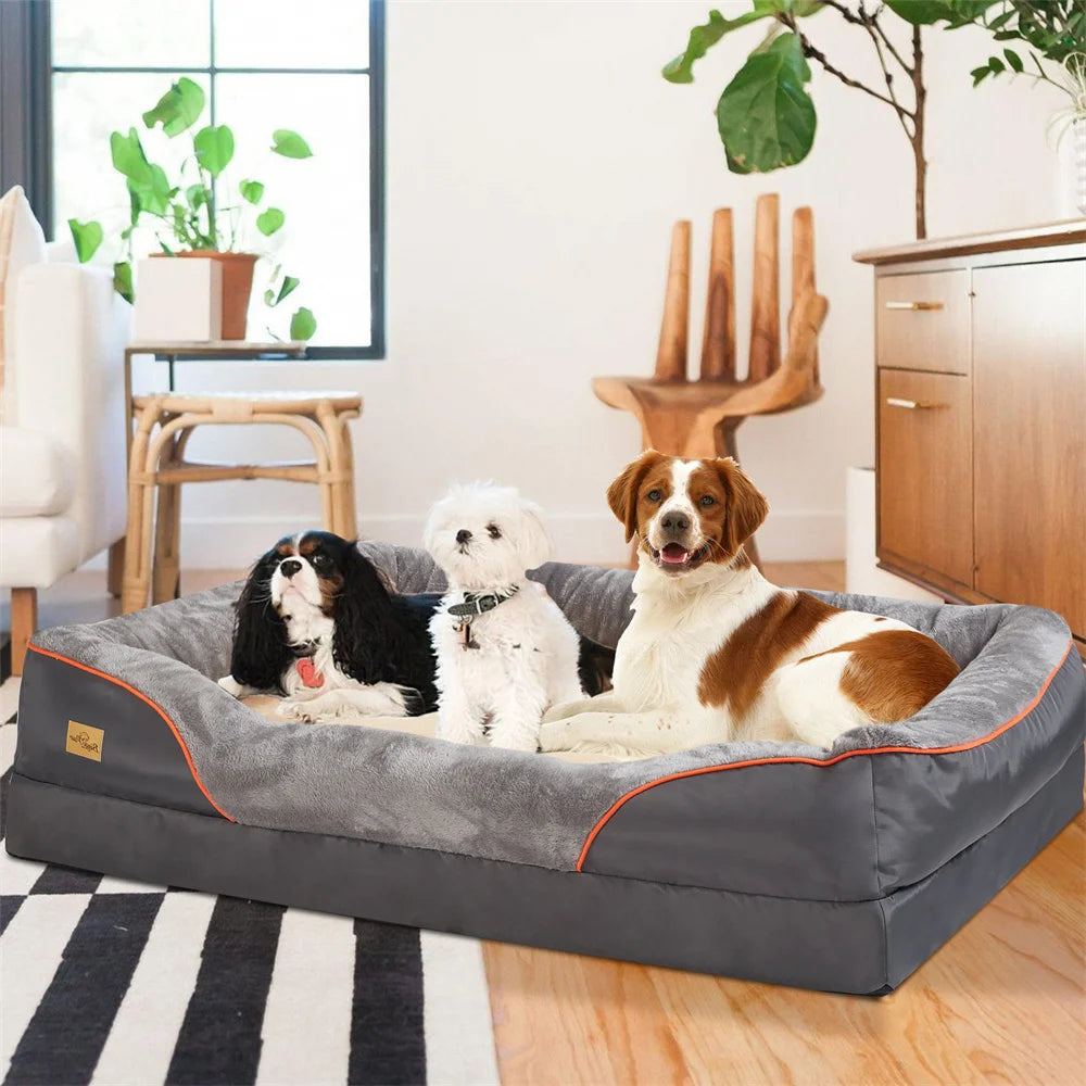 Jumbo Orthopedic Memory Foam Dog Bed Waterproof Removable Cover