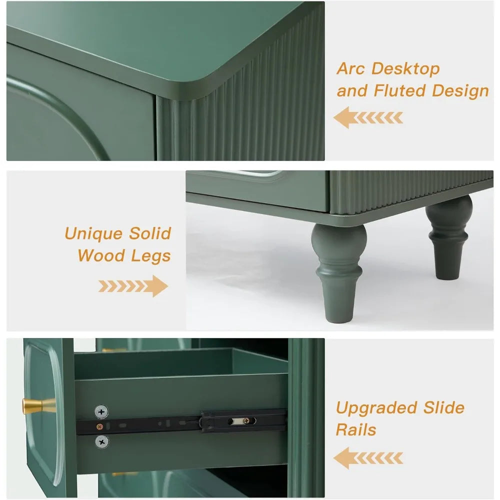 7 Drawer Fluted Dresser Mid Century Modern Chest of Drawers Organizer