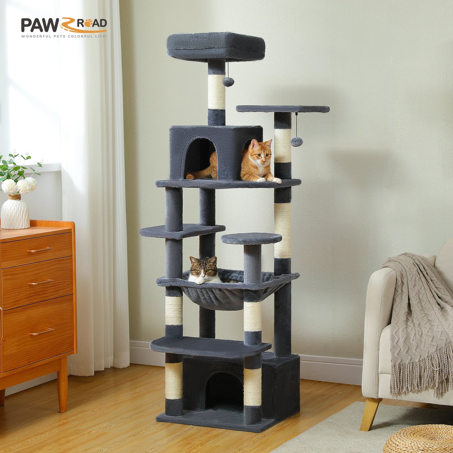 Large Cat Tree Tower Indoor Cats Scratching Posts Hammock Condo Toys