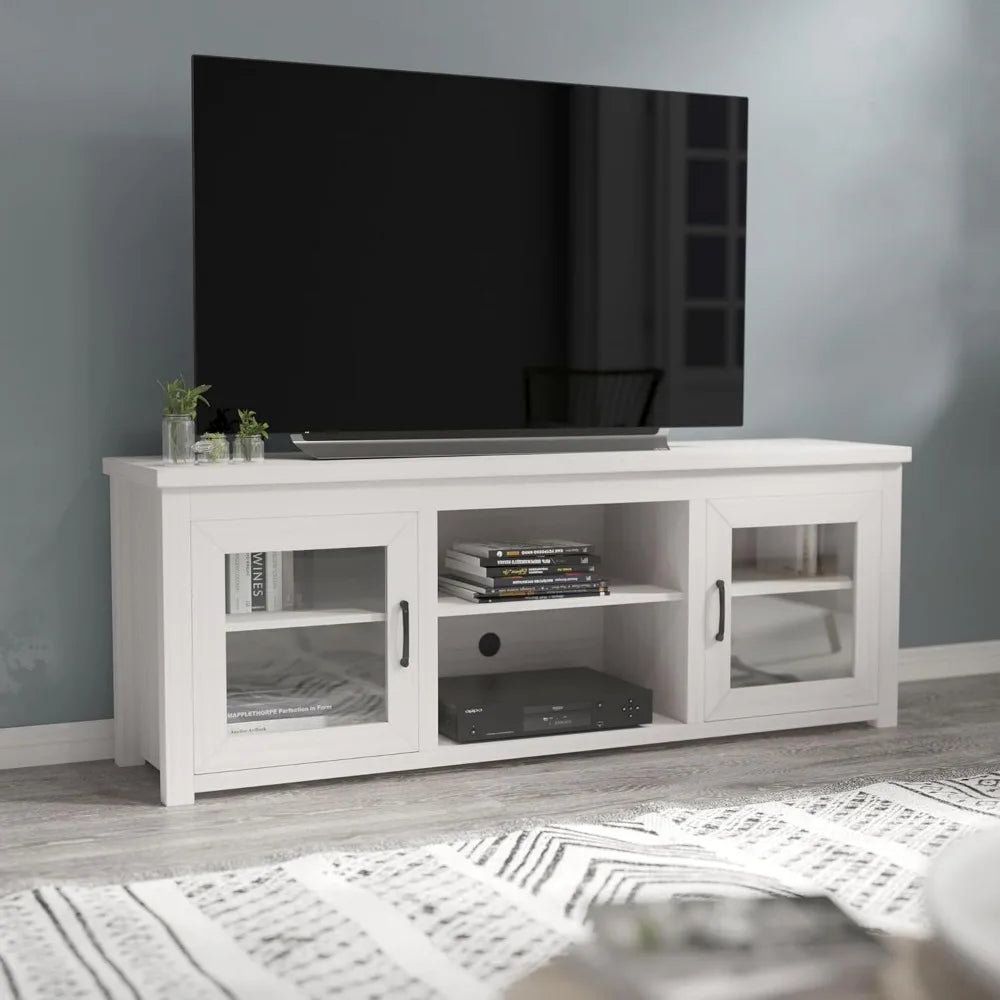 Sheffield Engineered Wood TV Stand for 80 Inch TVs with Glass Doors