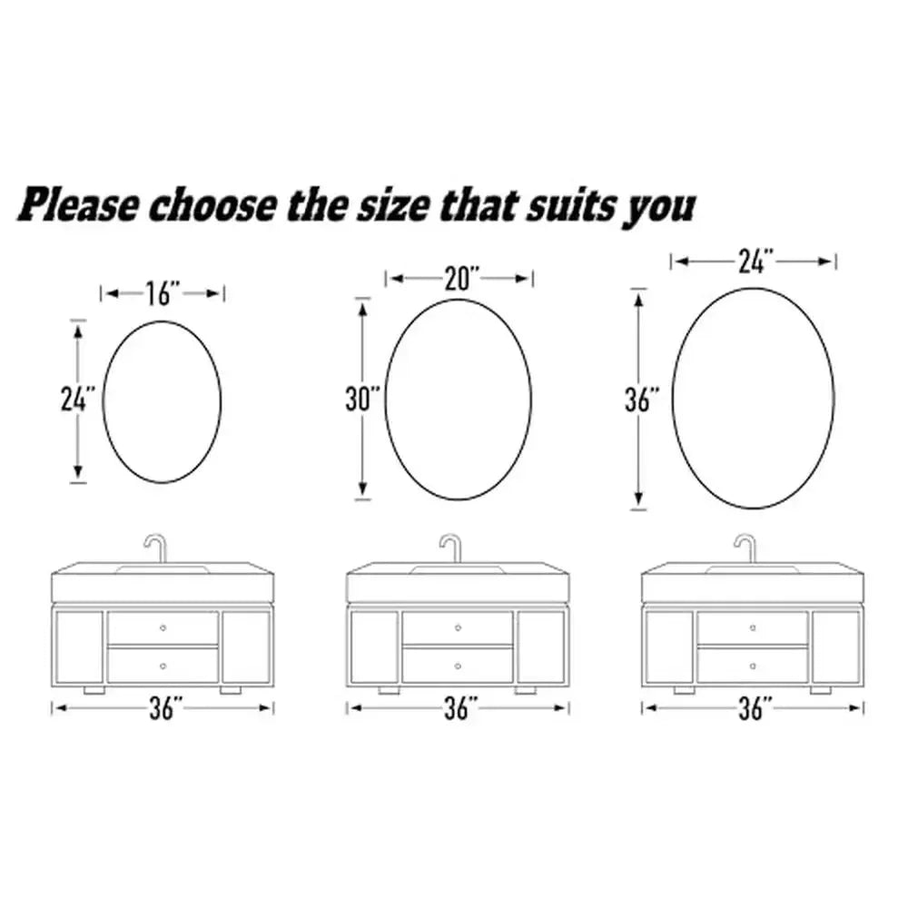 Stylish Oval Wall Mirror Aluminum Frame High Definition Glass Home Decor