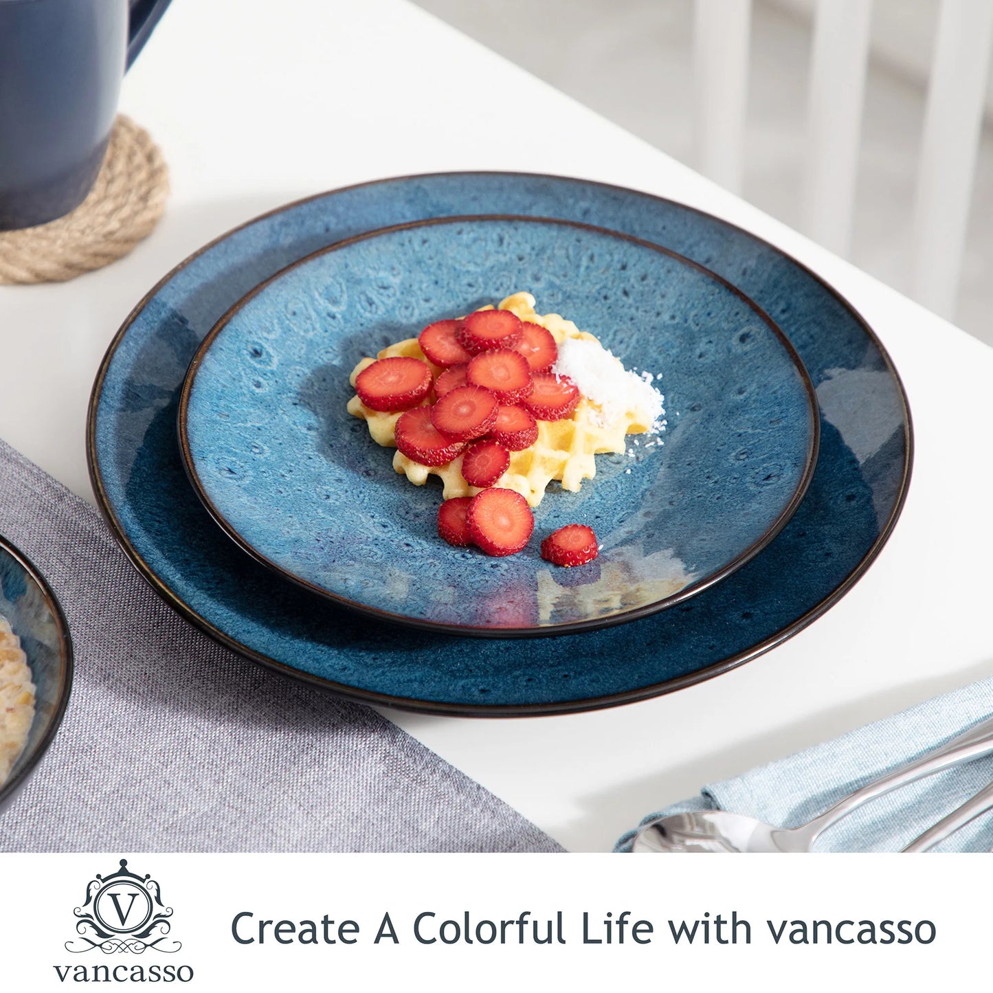 Ljustra Vintage Ceramic Tableware Set Dinner Dessert Bowls Cups