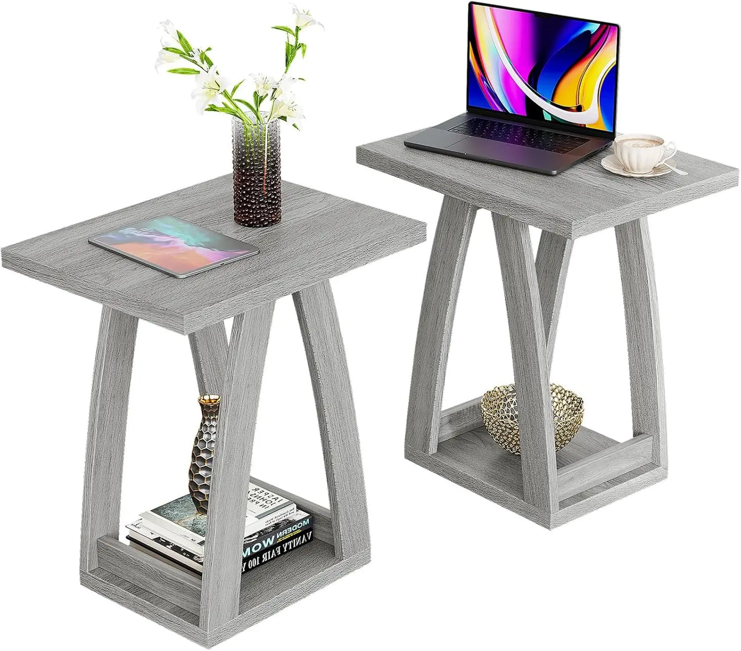 Modern End Tables Living Room Set of 2 Stylish Side Tables for Home