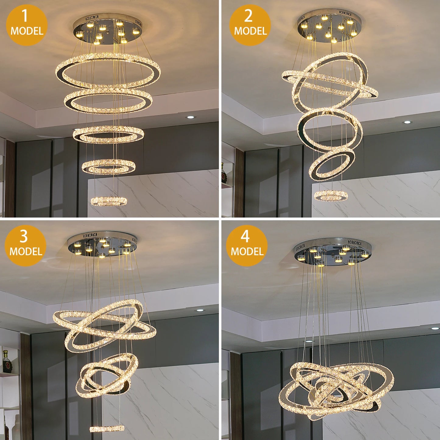 K9 Crystal Ring LED Pendant Light Modern Chandelier Luxury Ceiling Lamp