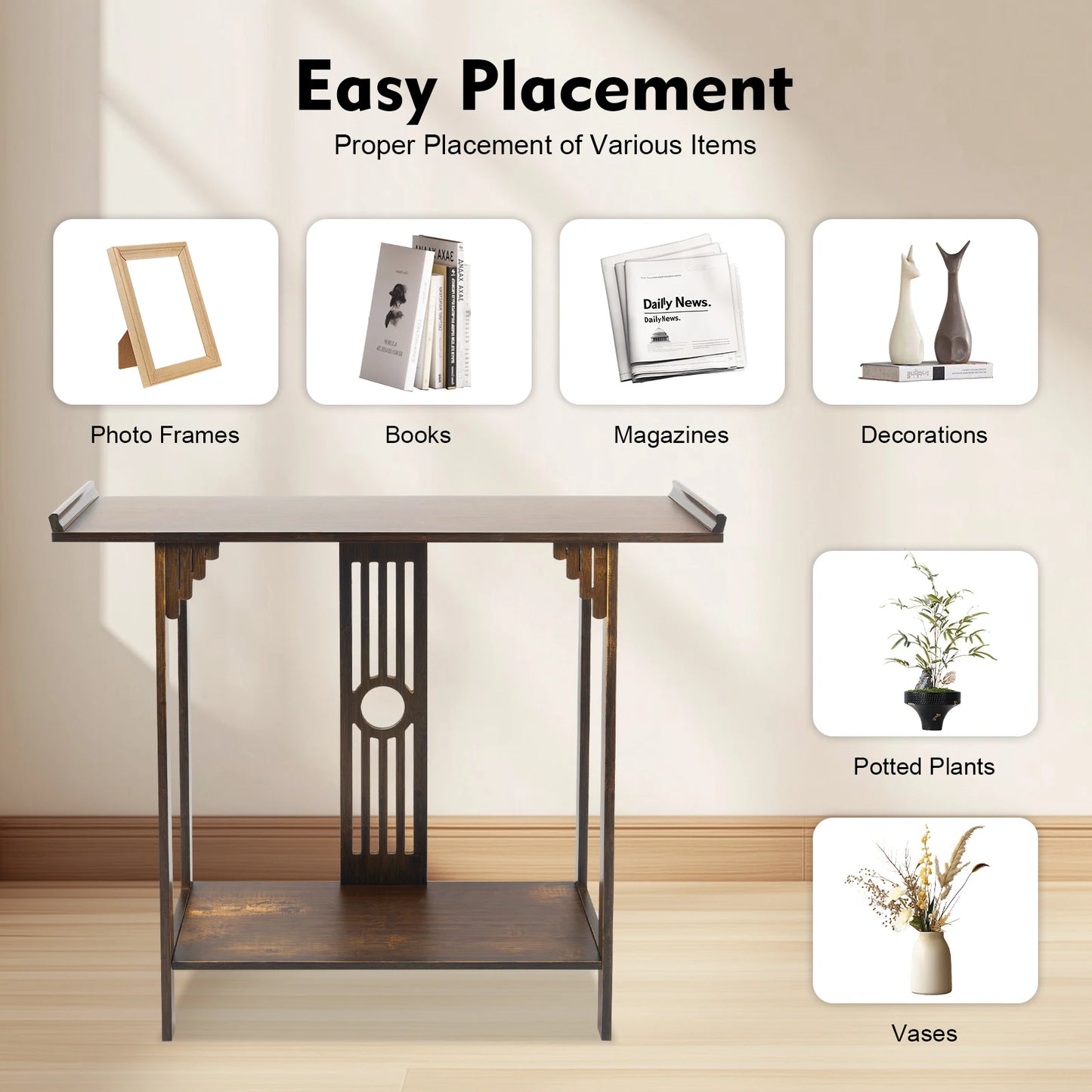 Ljustra 102cm Bamboo Entryway Table Modern Console for Home Decor