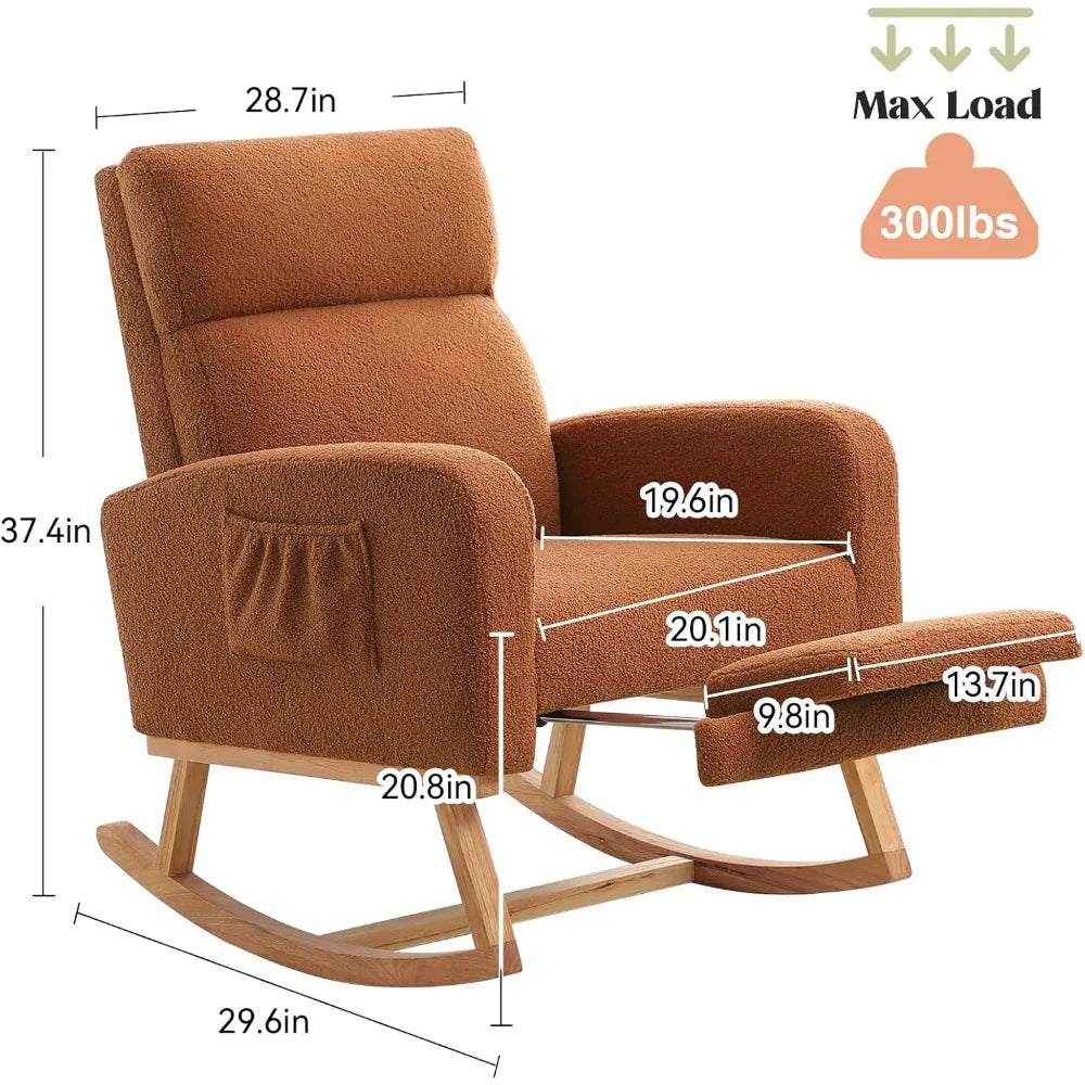 Ljustra Rocking Chair with Foot Rest Nursing Glider High Backrest Comfort
