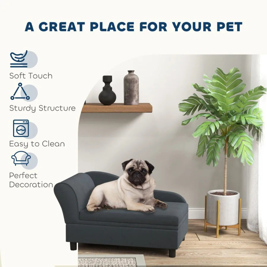 PawHut Pet Sofa Bed Couch with Storage for Small Dogs and Cats