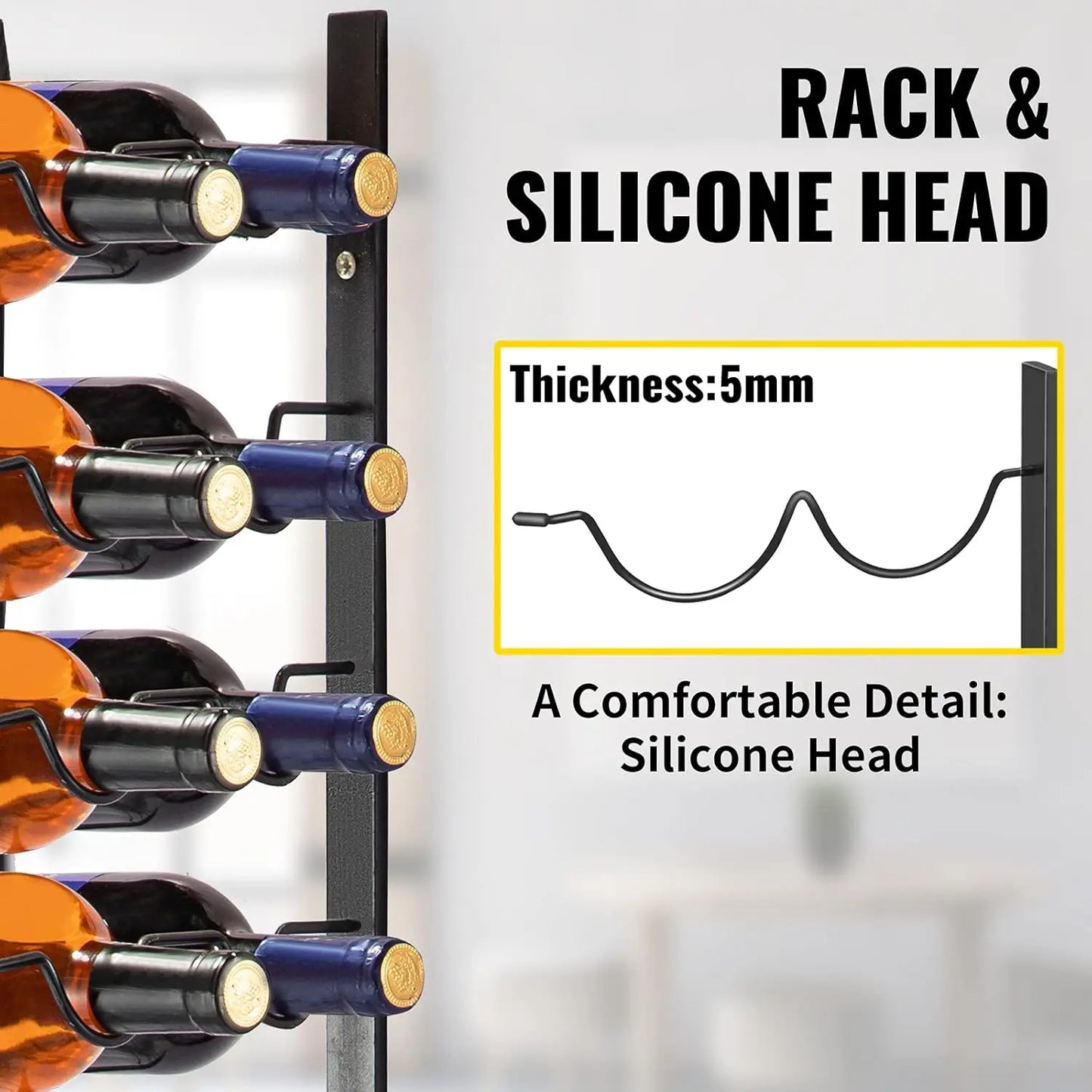 Wall Mounted Wine Rack Vertical Holder for 12 Bottles Modern Design