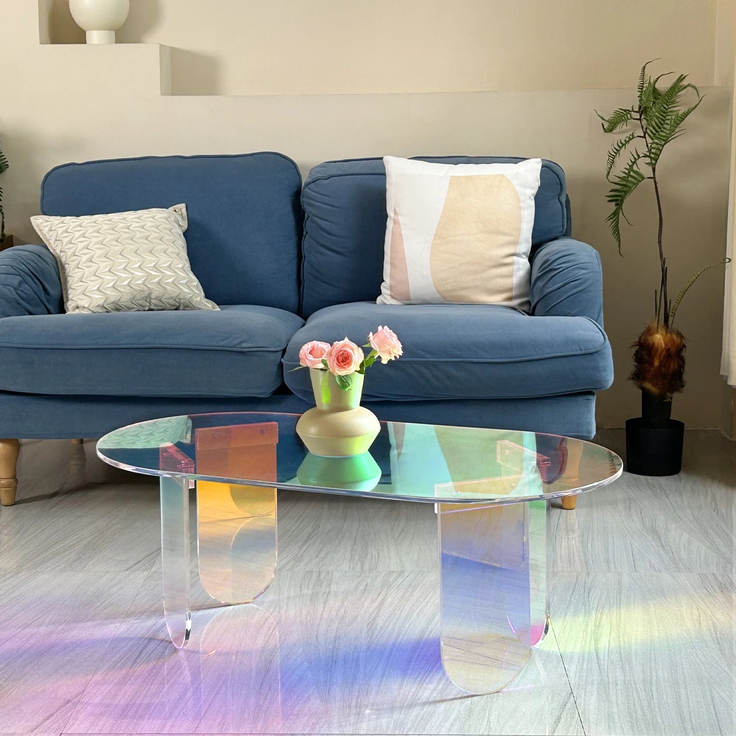 Iridescent Acrylic Coffee Table Modern End Table Minimalist Design 37.4in