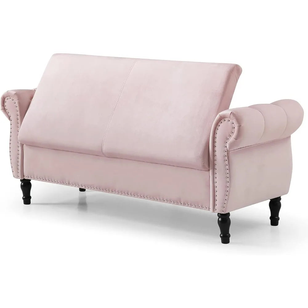 Ljustra Storage Bench Velvet Tufted Ottoman 63 Inch for Bedroom Entryway