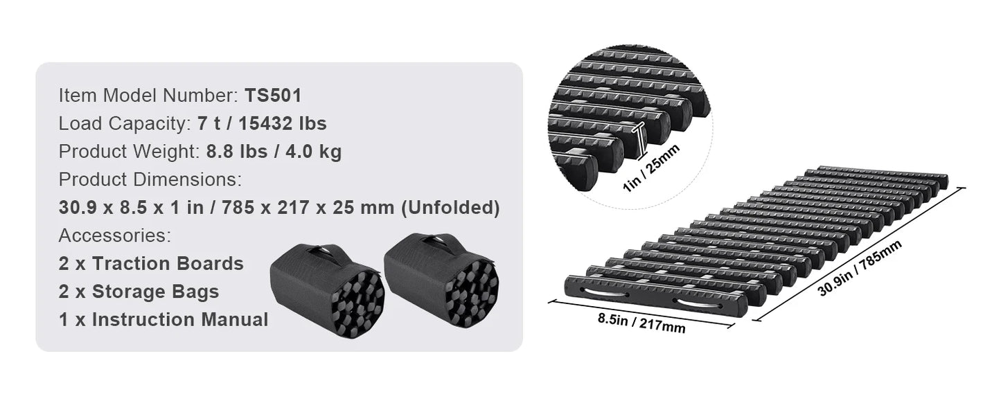 Ljustra 10 Ton Traction Boards Recovery Mats Off-Road Vehicle SUV Pickup