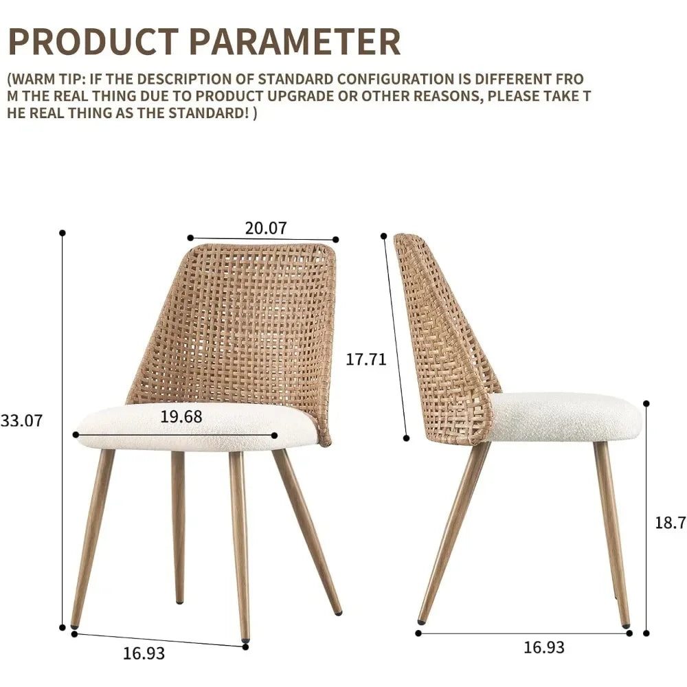 Rattan Dining Chairs Set of 4 Mid-Century Modern Kitchen Accent Chairs