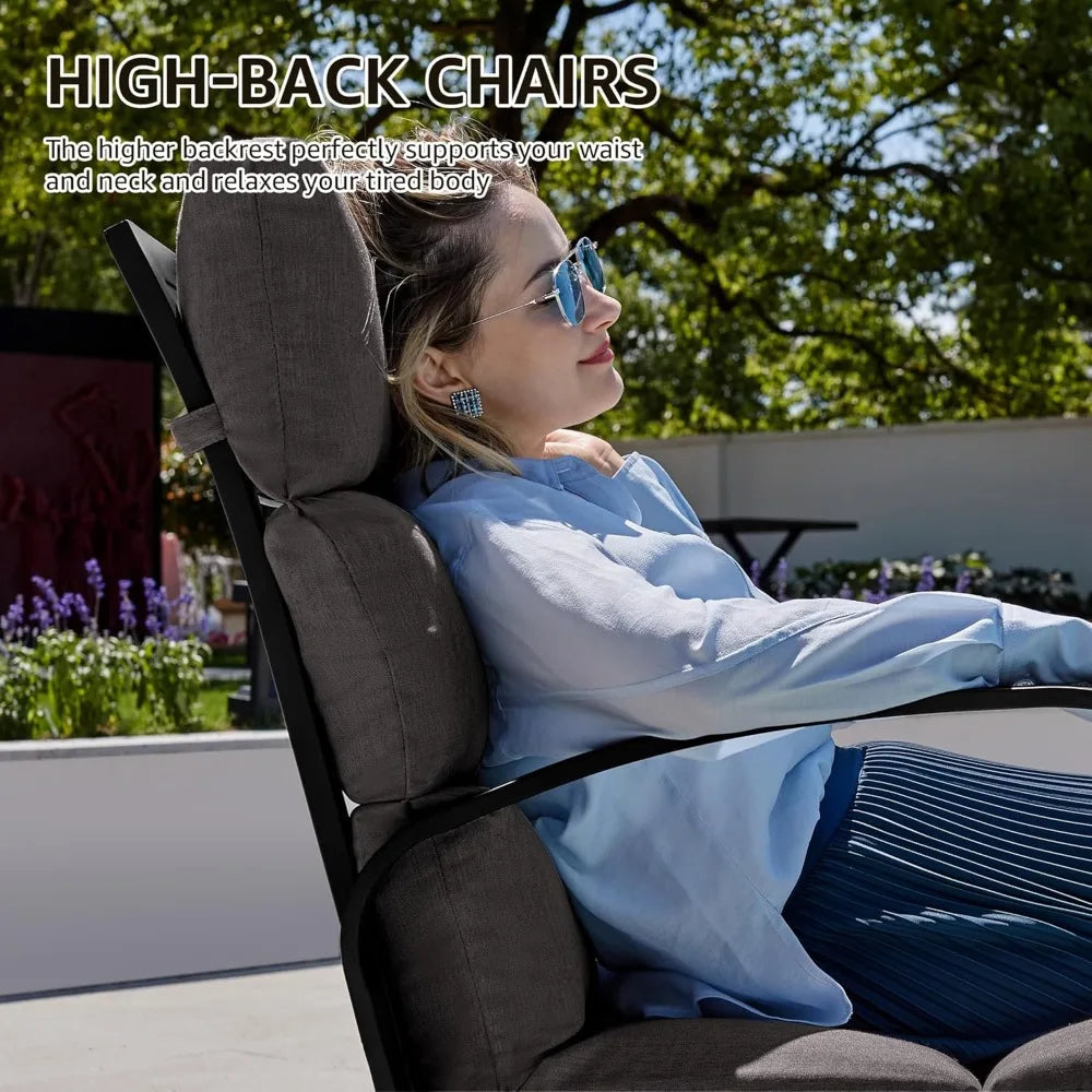 Ljustra Patio Bistro Set 3 Piece Outdoor Swivel Glider Rocking Chairs