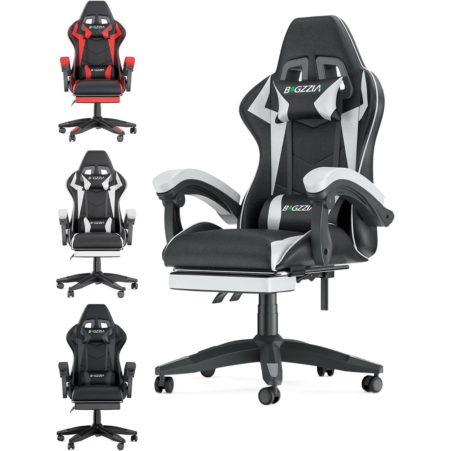 Gaming Chair with Footrest Ergonomic Adjustable Lumbar Support Chair