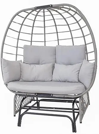 Double Outdoor Egg Chair Glider Rocking Chair for 2 with Cushions