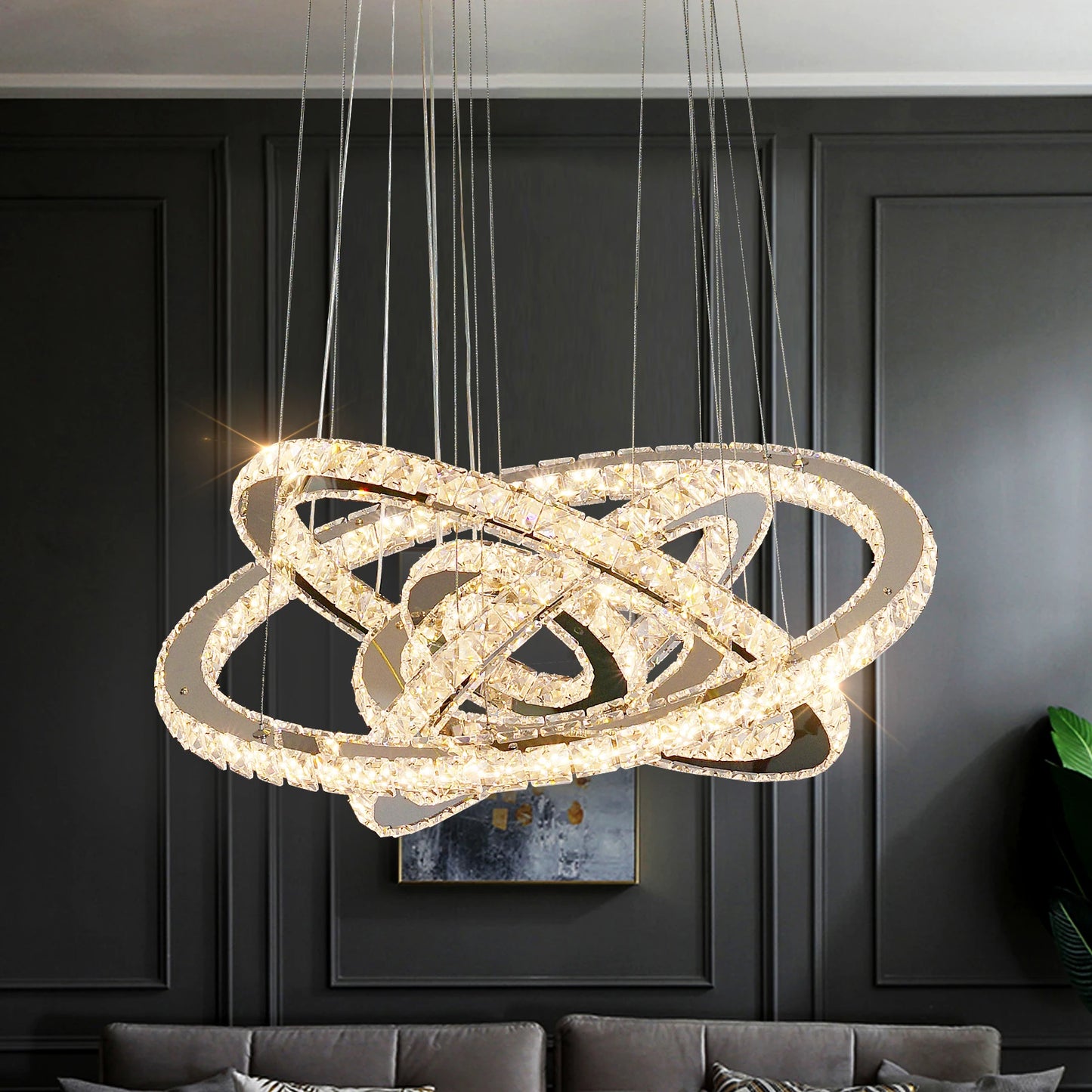 K9 Crystal Ring LED Pendant Light Modern Chandelier Luxury Ceiling Lamp