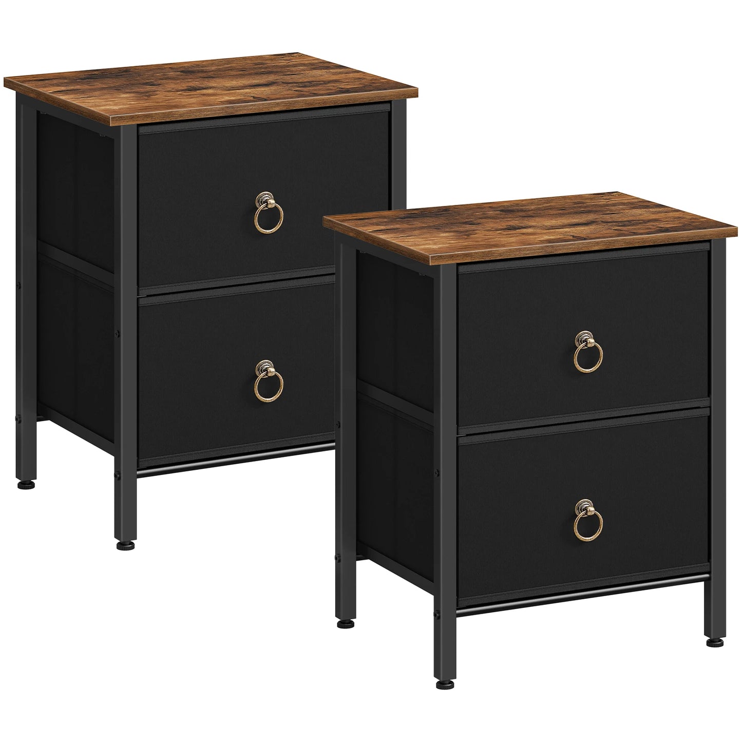 Ljustra Nightstand Set of 2 Modern 2 Drawer Night Tables Bedroom Furniture